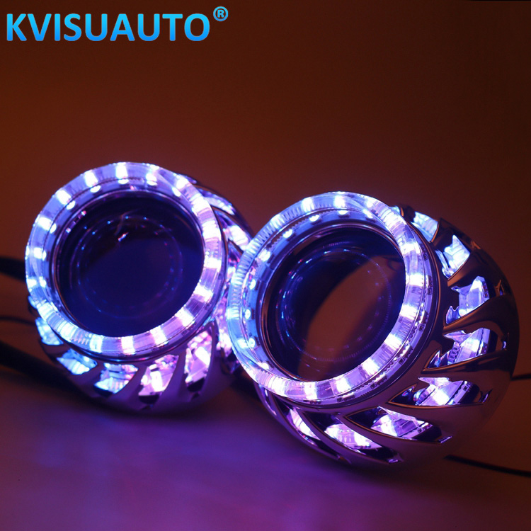 CQL 2.5inch Double RGB led halo ring with h1 h4 hid projector lens